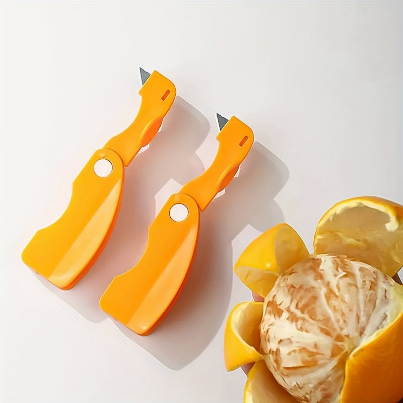 2, Orange Peeler – Plastic Orange Peeler, Simple Lemon Peeler, Grapefruit Peeler, Creative Cutter, Orange Peeler with Foldable Handle, Fruit Peeler, Vegetable & Fruit Tool, Kitchen Utensil