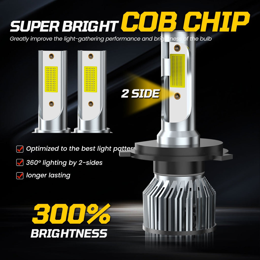9003 H4 TXBILMOO 2-Pack LED Headlight Bulbs High/Low Beam Set Bright White 10000Lm, No Battery Included