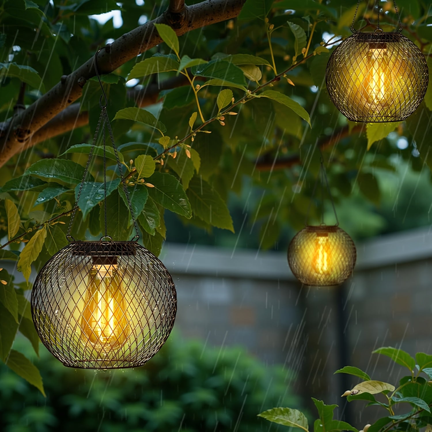 Outdoor Solar Light Upgraded Hanging Solar Light Outdoor Garden Christmas Decorative Lighting Solar Tree Light Perfect for Garden Courtyard Yard Patio Walkway, 2 Pack