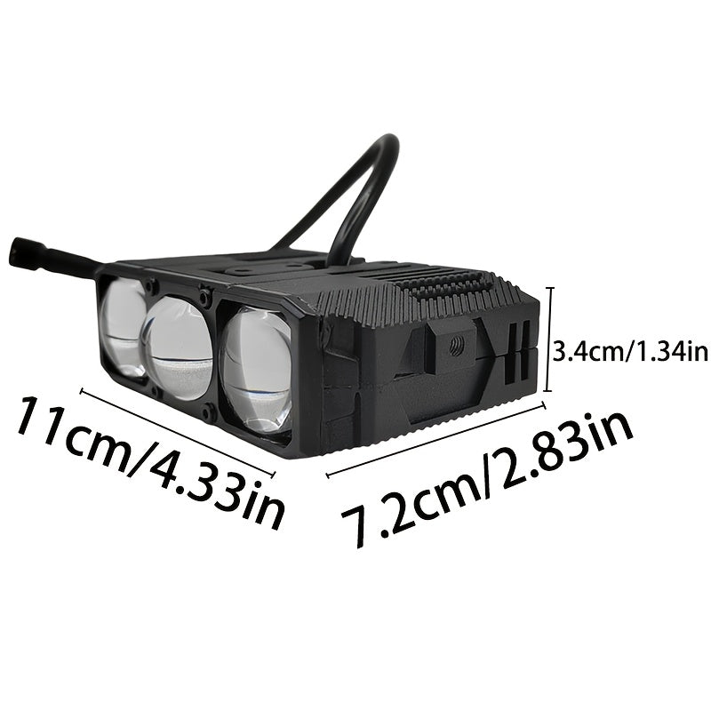E06L New Car Light, Three-LED First Generation, Spot Beam Model, White/Yellow Dual Color (with Reflector Cup), 85W, for Motorcycle & Scooter Modification, Integrated High/Low Beam, 2-Pack