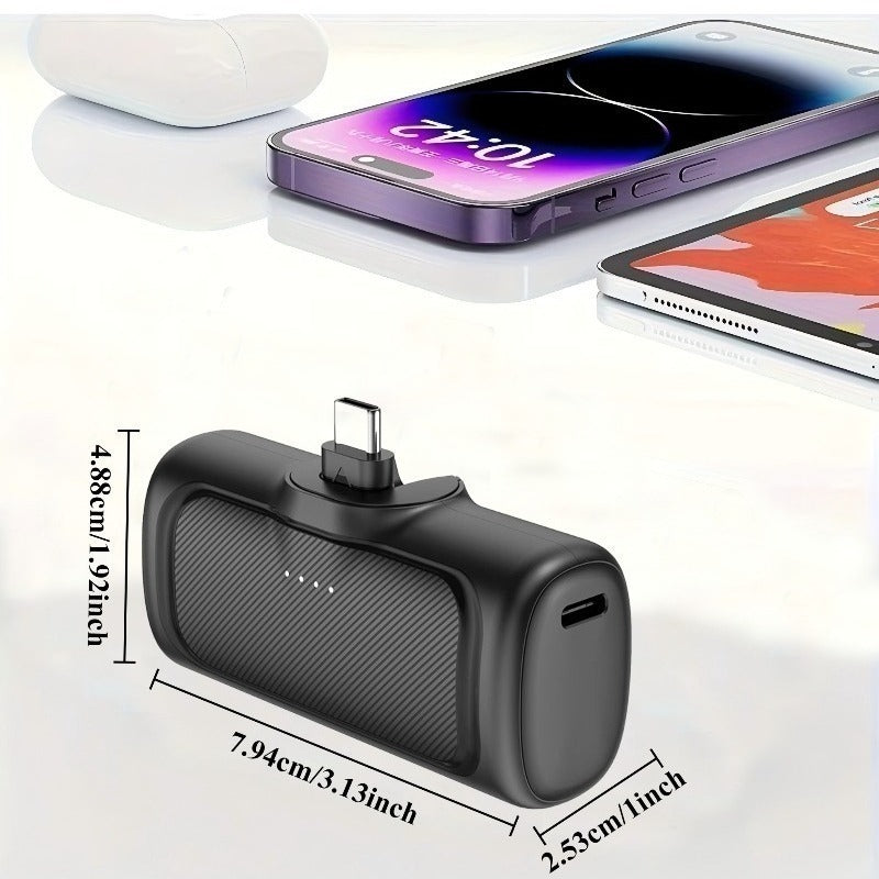 22.5W Fast Charging, 5000mAh Mini Portable Charger, USB-C Mobile Power, Universal Compatibility, USB Type-C, Dual Power Mode, Rechargeable Lithium Polymer Battery, for iPhone 16/15 Series And Android Devices