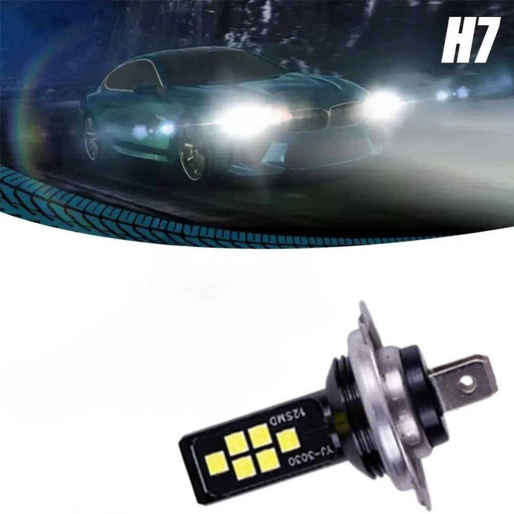 2-Pack H7 LED Headlight Bulb Set Fog Light High/Low Beam Super Bright White Light 6000K Car Fog Light