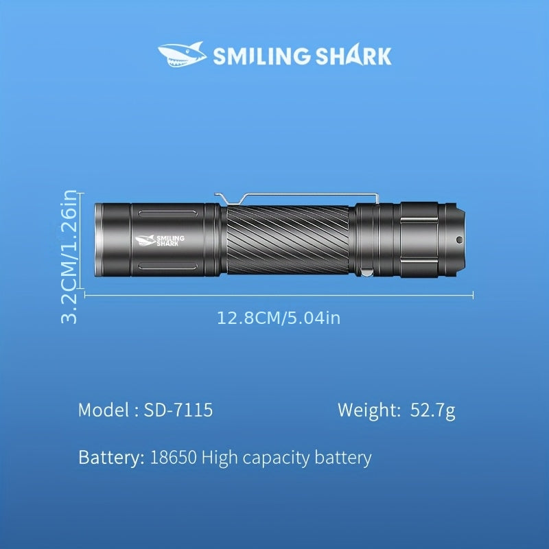 2-Pack Smiling Shark High Lumen LED Flashlights, Rechargeable Handheld Work Light, Super Bright Torch with Portable Clip Spotlight, 3 Lighting Modes, Type-C Fast Charge, for Camping Hiking Emergency SD7115