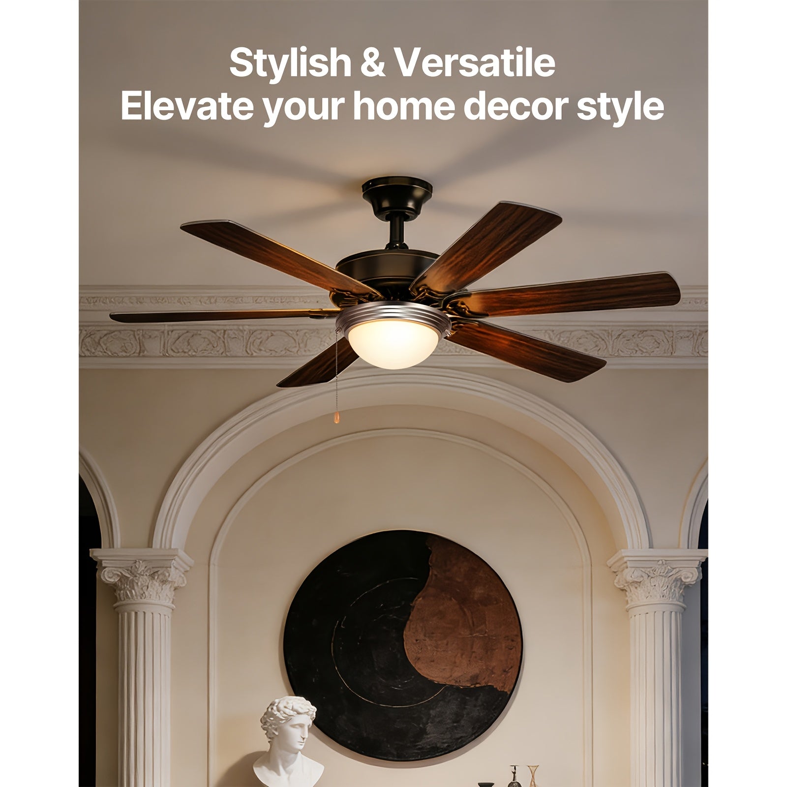 Ceiling Fan Light 1Pc Dome Pull Chain Style 750lm 110V Plug-Free S001 All Site Available