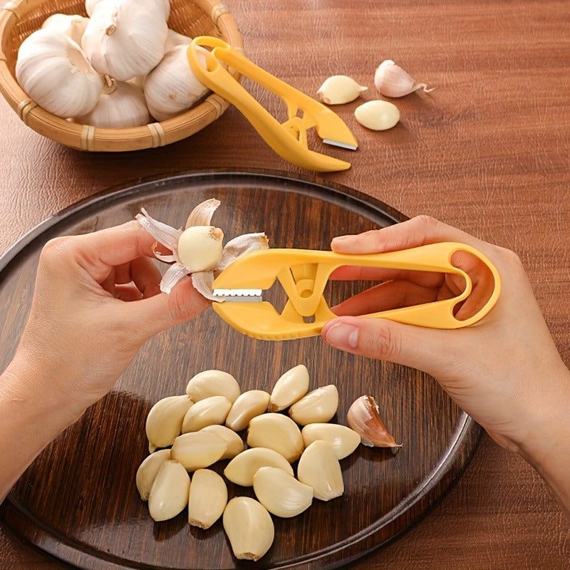 Garlic Peeler & Prep Tool Kit - Stainless Steel Blade Garlic Peeler, Garlic Head Skin Remover, Tweezers & Clamp for Quick Peeling