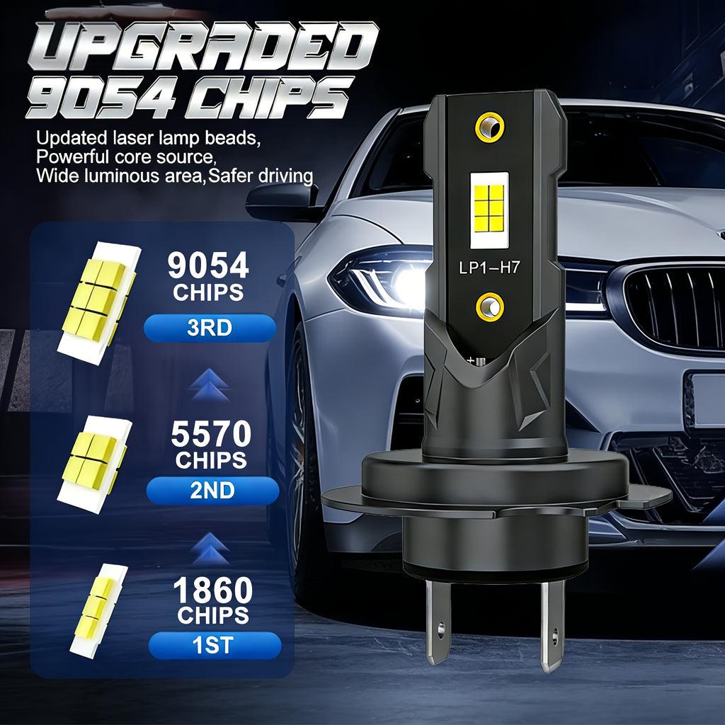 H7 LED Car Headlight Bulb 300W 60000LM Mini H7 Wireless Car Light +800% Brightness Spotlight Car Headlight 12V, No Battery Included