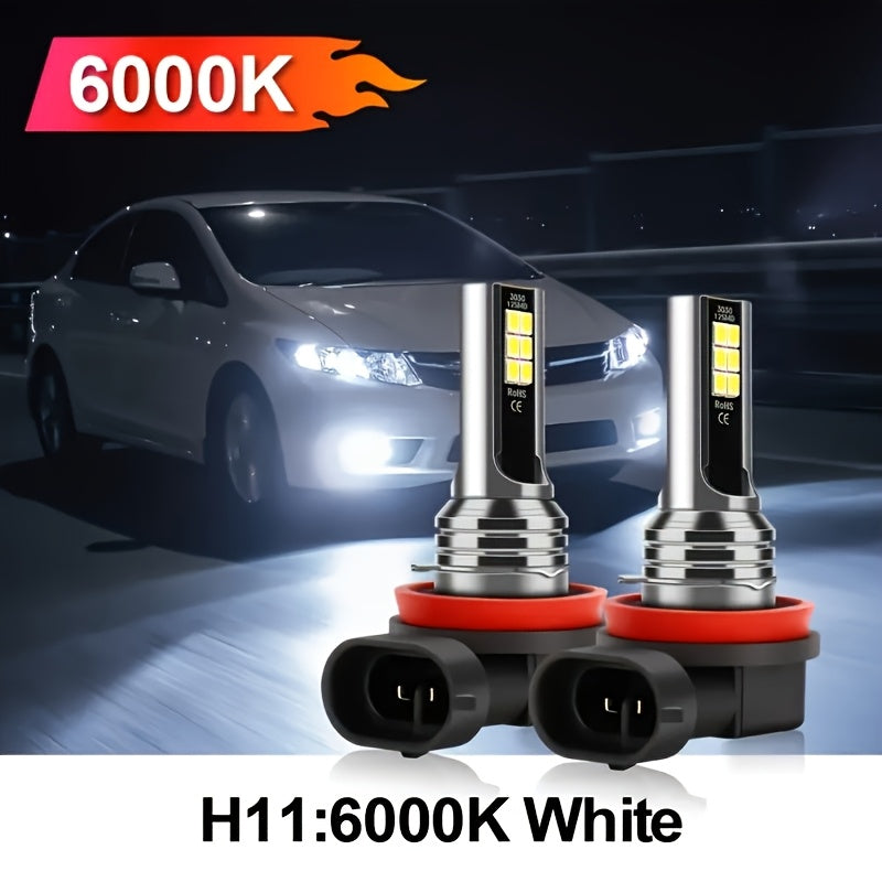 H11/H9/H8/H16 LED 灯泡,15000LM 超亮度,真正的 1:1 迷你尺寸,6000K 白色照明适用于汽车 H11 雾灯 即插即用,即插即用。 2 件装