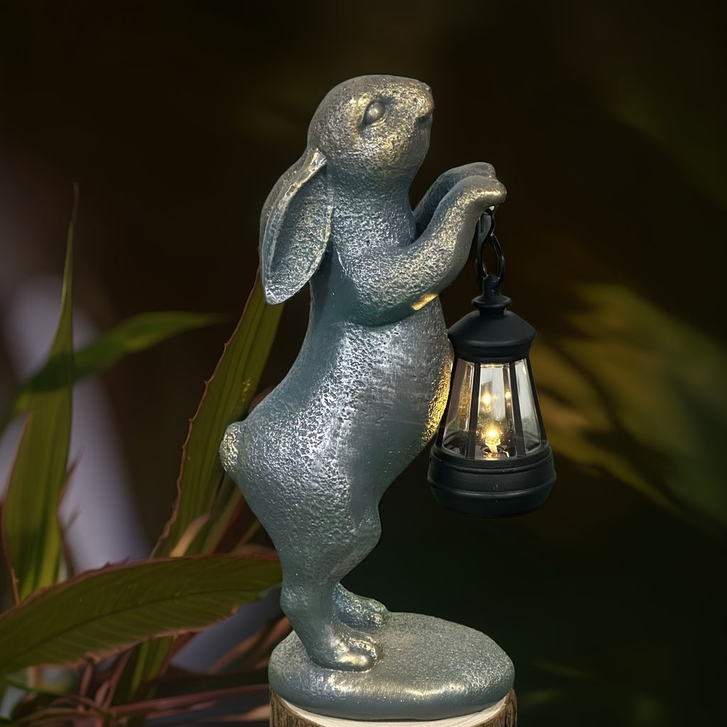 Rabbit Holding Lantern Solar Light
