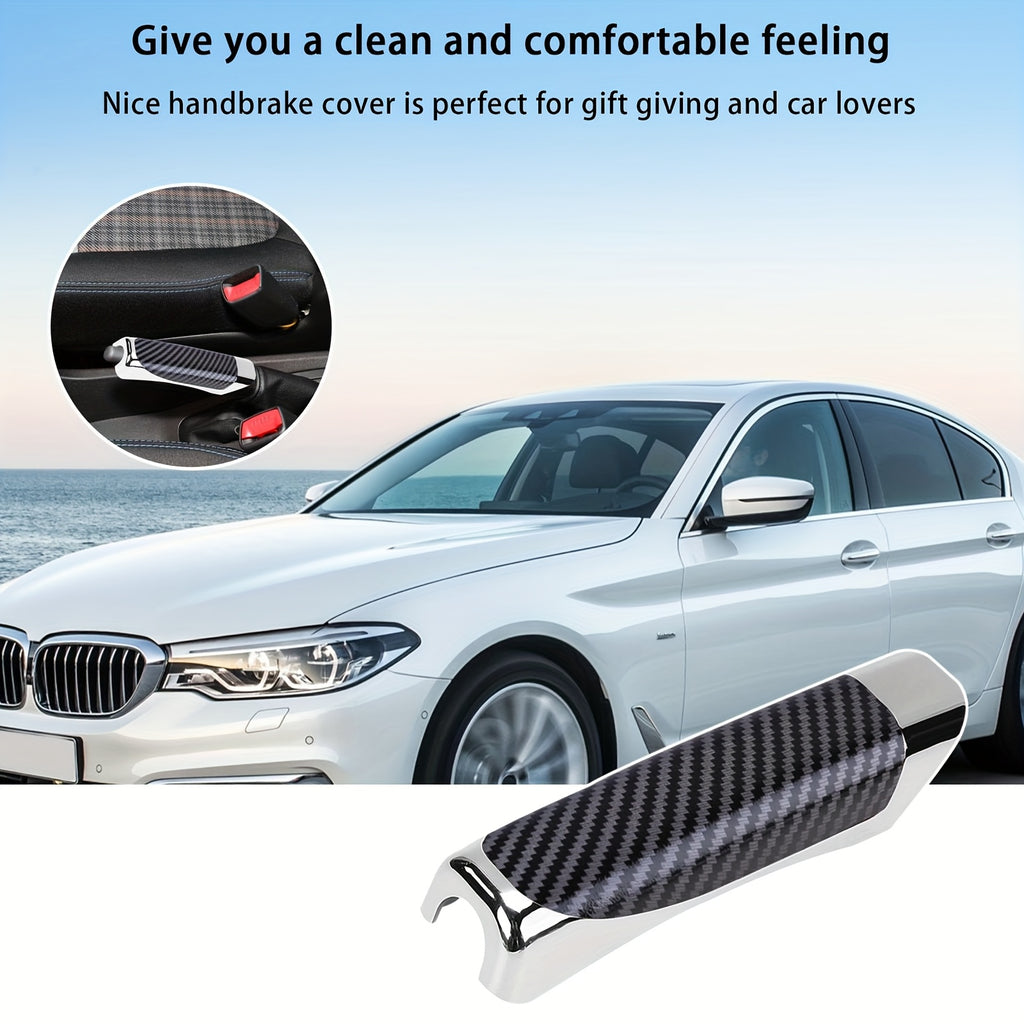 Universal Handbrake Cover, ABS Plastic Material, Carbon Fiber Look Design, Aimed at Enhancing SUV Interior, Compatible with Multiple Car Models