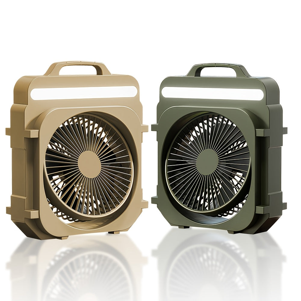 1Pcs 3-in-1 Desktop Fan, 5 Speed Levels, 3 Light Modes, 4000mAh Battery, USB Rechargeable, Portable Quiet Fan for Camping, Home and Office