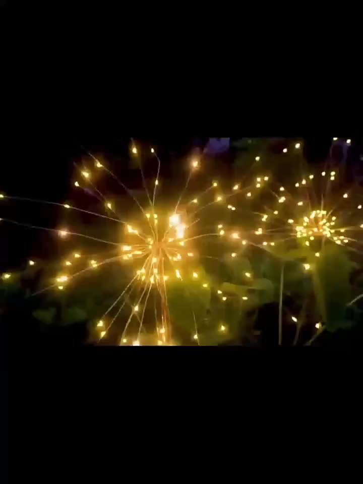 6/4/1件装太阳能庭院灯，4件装含320颗LED灯珠/1件装含90颗LED灯珠，全新锂电池烟花灯，户外草坪灯，适用于庭院、阳台、派对、婚礼、万圣节、圣诞节景观照明与装饰