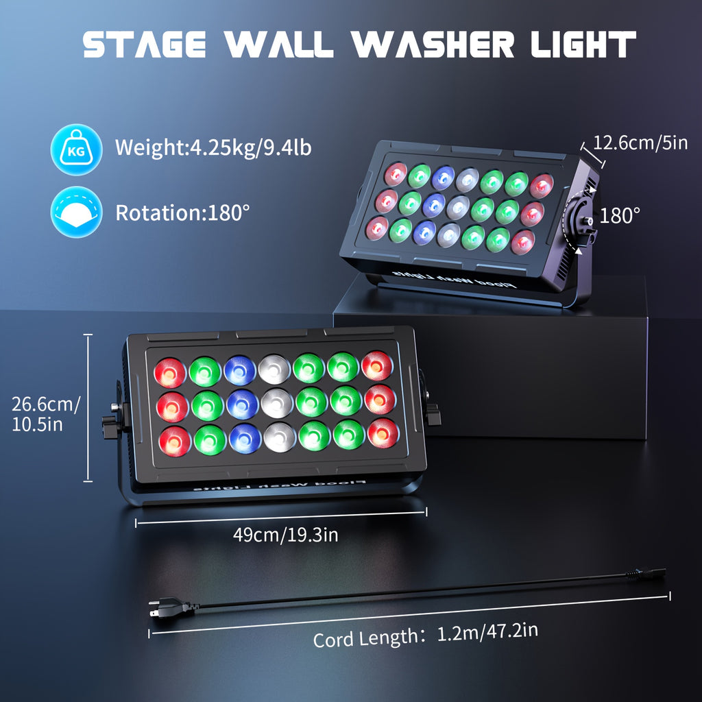 Stage Flood Light 21x15W LED RGBW Wall Washer Light DJ Party Light, DMX Control Sound-Active Stage Light Bar, Suitable for Weddings, Disco Parties, Party Lighting, Stage Effects, Dynamic Lighting, Durable Structure, Long-Lasting Bulbs