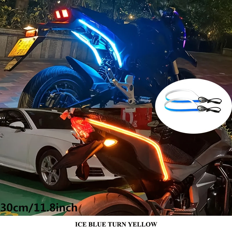 2个LED灯黄色流动灯带，灵活的灯带，适用于汽车配件，无需电池