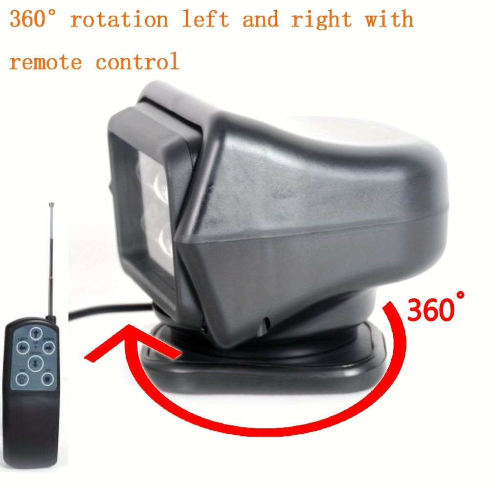7-inch 50W LED searchlight, with reflector cup, 360-degree rotation remote control, 9-32V LED work light, rally LED driving light, off-road light, SUV ATV 4wd truck marine lighting, for hunting camping exploration