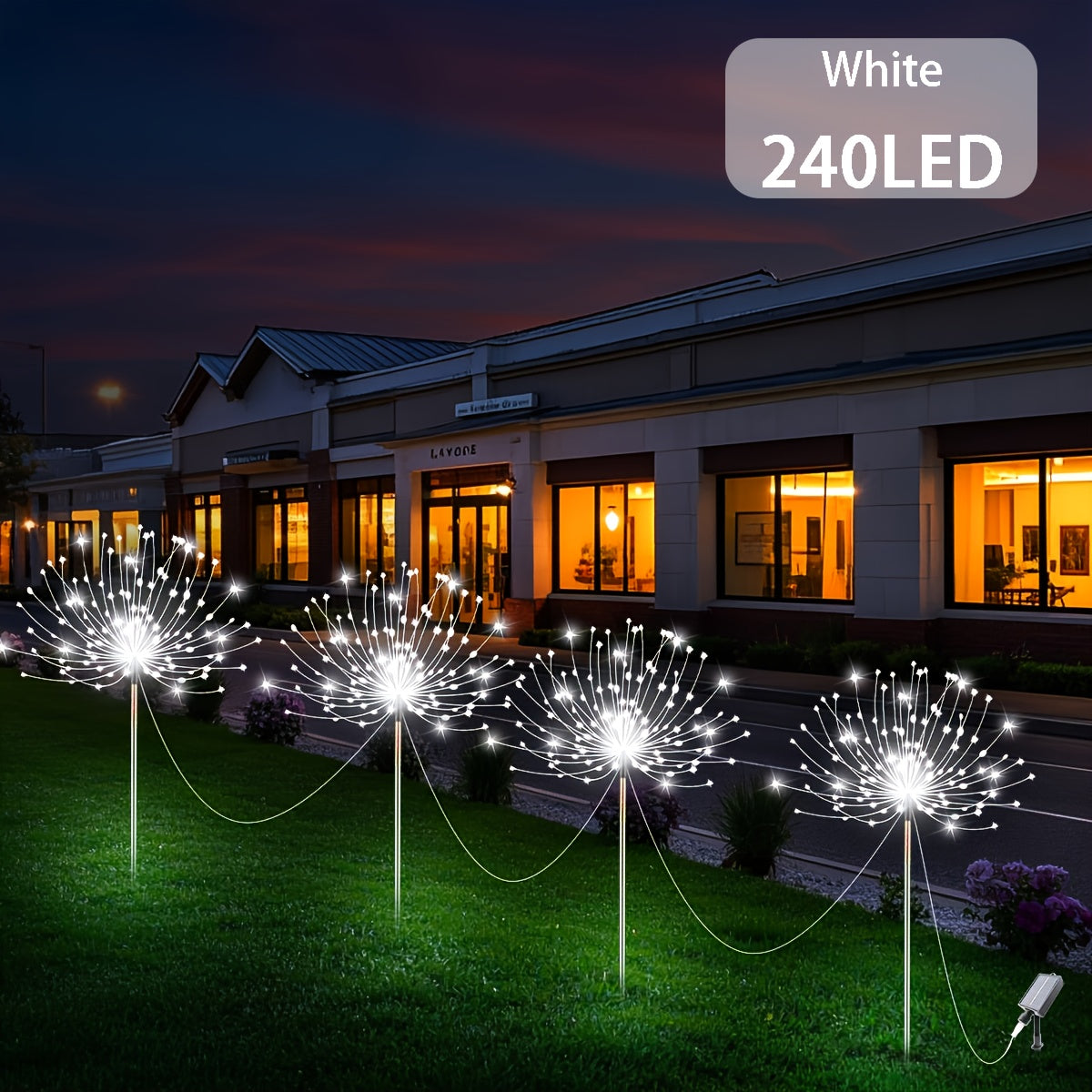 FACHOI 8件套-480LED太阳能烟花灯带智能光感器 4件套-240LED 适用于户外庭院、步道、露营、派对、婚礼、圣诞节和聚会 具有8种照明模式：白色/暖白色/多彩