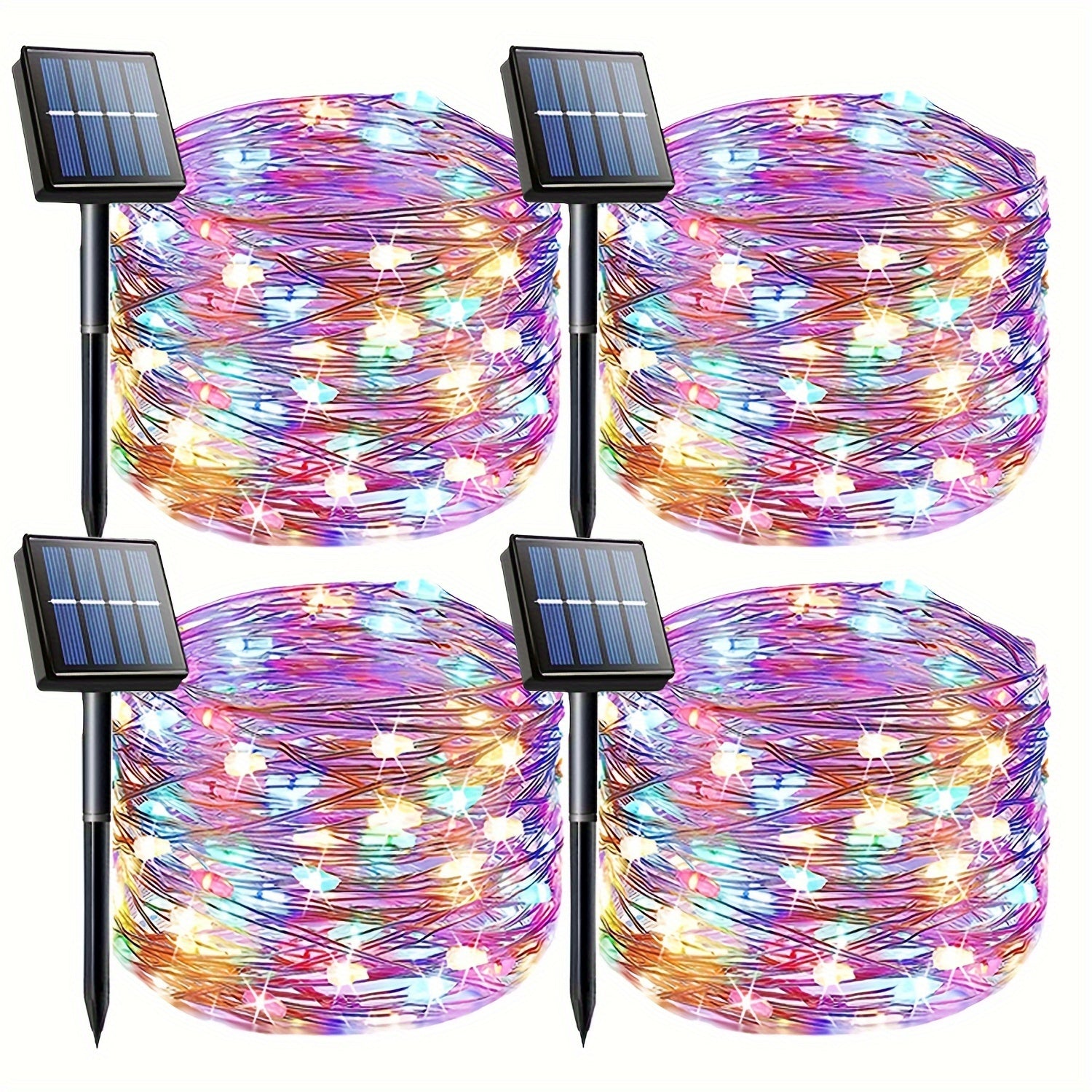 4/6 件套共 196 英尺 600 LED 太阳能仙女灯，情人节圣诞节户外 8 种模式铜线串灯，适合情人节庭院婚礼甲板后院树花园围栏泳池派对