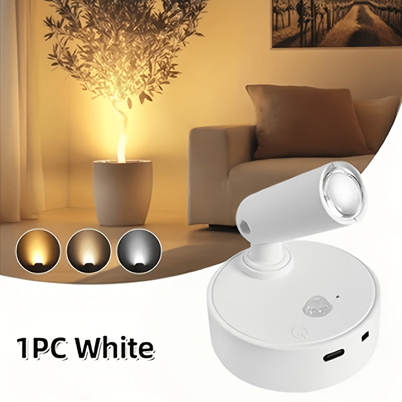 Spotlight Indoor Decorative Wall Light, 3-Color Adjustable [Warm + Neutral + Cool White], No-Drilling Installation, Suitable for Bedroom, Living Room, Plant Grow Light, Artwork Accent Lighting, Modern Stylish Light Fixture
