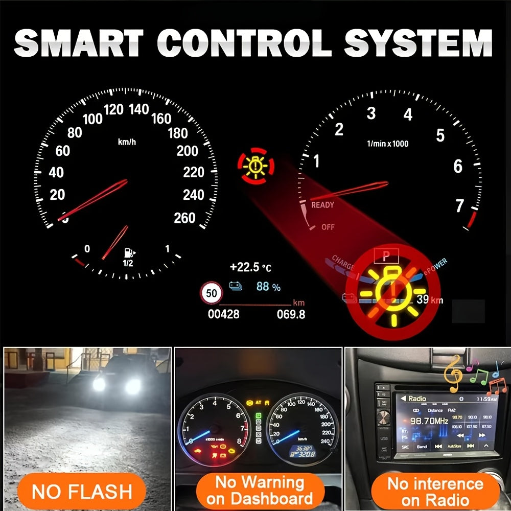 Automotive 2PCS LED Car Lights - H4/H7/H1/H11, 9005/9006/9012 - 29800LM, High/Low Beam, 6500K Cool White Light, Car Headlights, Fits All Cars, Ultra-High Cooling Fan, Plug-and-Play, No Battery