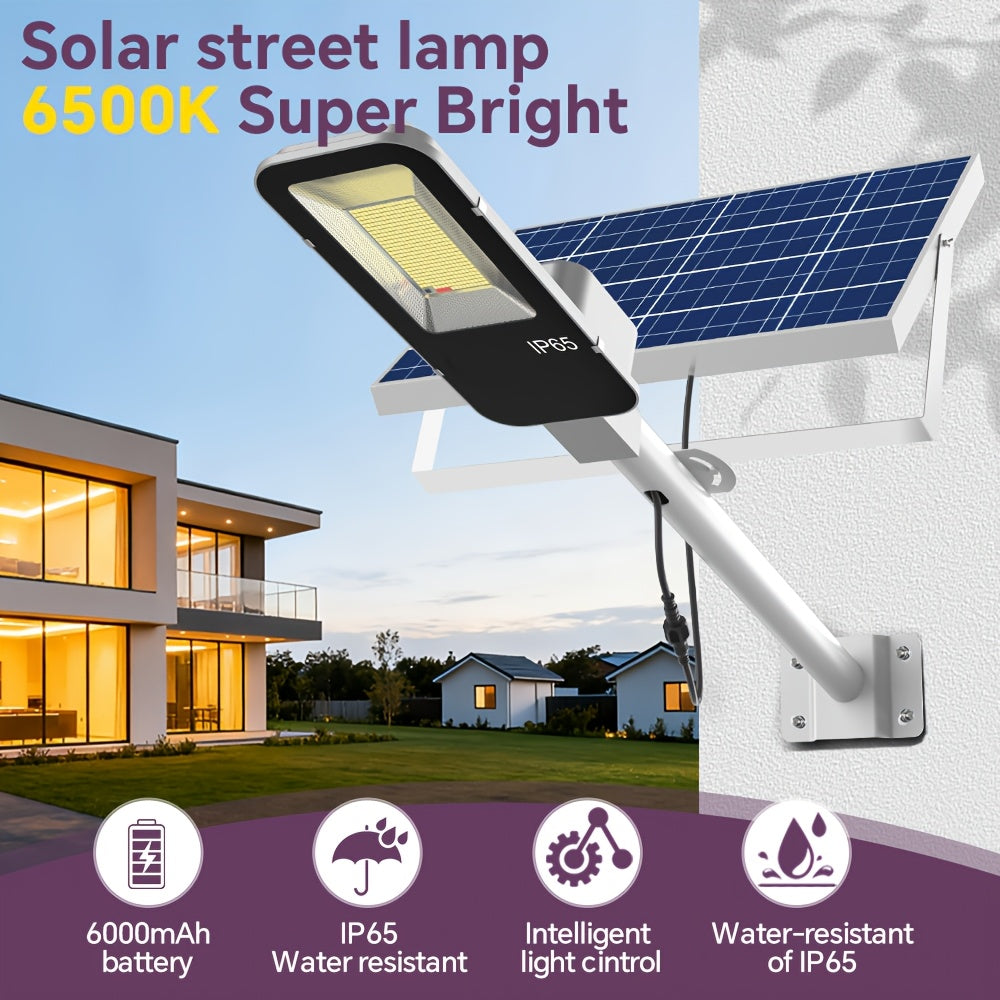 1 Piece Powerful Outdoor Solar Split Street Light, High Brightness Courtyard Lighting, Dusk-to-Dawn Auto On/Off, with 6000mAh, with Remote Control and Multiple Mounting Accessories, Perfect for Roads, Pathways, Courtyards, Parks