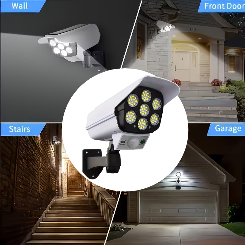 1pc, Outdoor Solar Light, Solar Wall Light, Spotlight, 3 Modes with Remote Control, Simulation Monitoring Light, Outdoor Lighting, Night Light, Simulation Camera, Can Be Used for Walls, Doorways, Porches, Streets, Gardens
