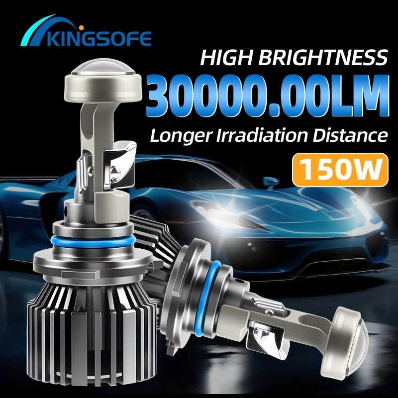 2 Projector Lens 9005/HB3 9006/HB4 H7 H11 Car Bulbs H4 High/Low Beam Integrated 6000K Brighter White Light, Wireless Car Lighting Plug-and-Play No Battery Needed