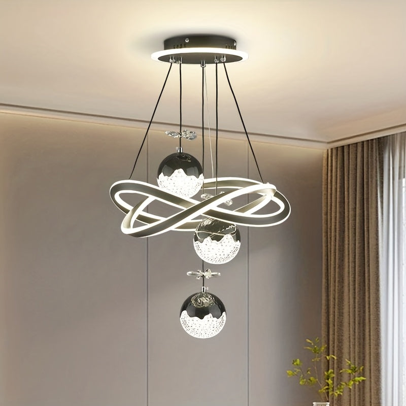 Modern LED Pendant Light Butterfly Decoration 3 Color Temperature Adjustable Color Temperature Aluminum Island Lighting Fixture, Suitable for Kitchen, Dining Room