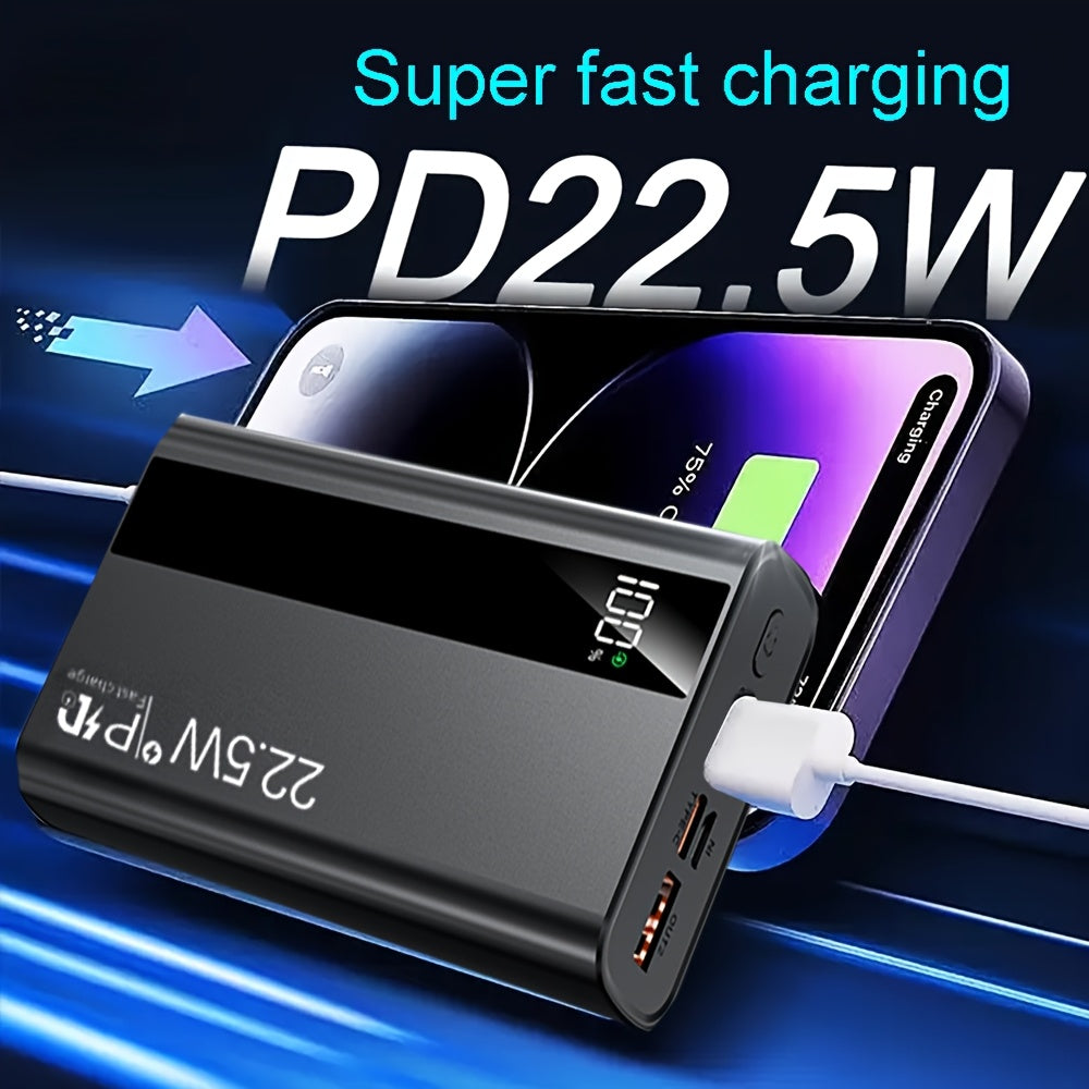 快速充電行動電源，22.5W 10000/20000mAh USB C 充電輸入輸出快速充電，PD 3.0+QC 4.0 LED 顯示螢幕手機充電包，相容於 iPhone 15/14/13/12 Pro、Samsung S21、Google/Ipad 平板等。適合送禮。