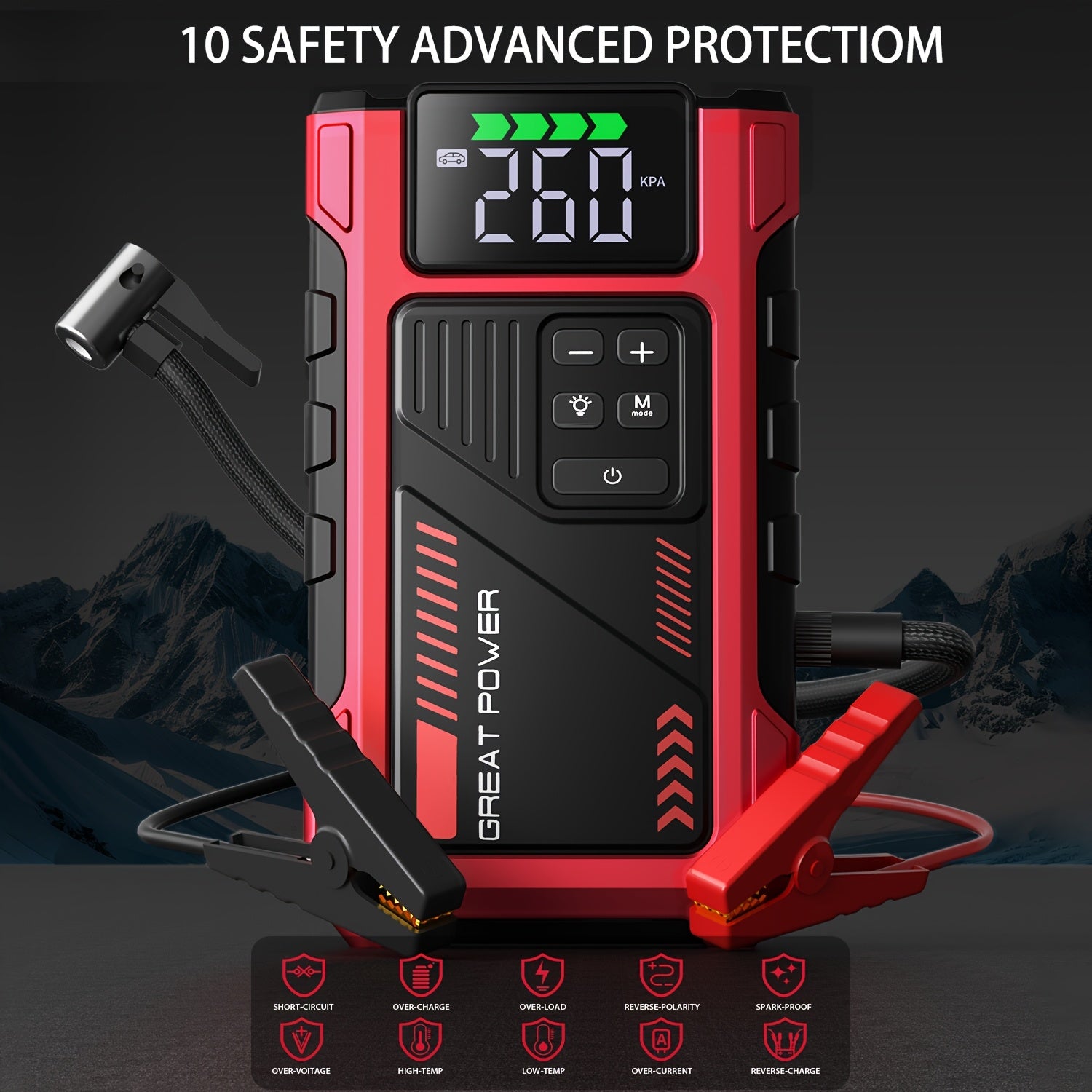 New Car Jump Starter with Air Compressor, Portable Battery Jumper, 6000A Peak Emergency Jump Starter, 150PSI Digital Tire Inflator, Portable Starter 12V (Fit for 2.11 Gal Gas / 1.72 Gal Diesel), Quickly Jump Start Your Vehicle