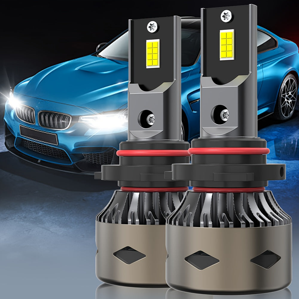 2 LED Car Headlights, 6500K White Light, High/Low Beam Dual Mode, 600% Brightness Increase, CSP Chip, Aluminum Housing, 12-24V Voltage, Battery-Free Installation, Compatible with H4 H1 H7 H11 9005 9006 9012 HB3 HB4