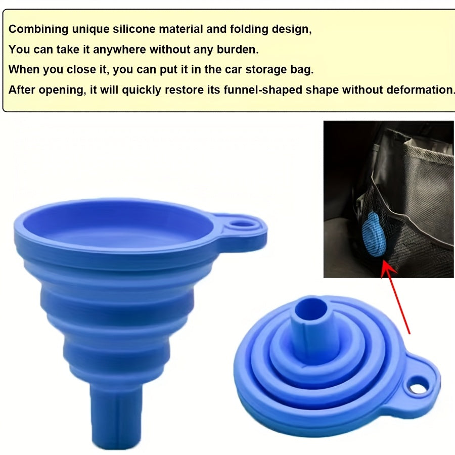 3-Piece Silicone Funnel Set for Cars – Suitable for Various Liquids Such as Car Wash Soap & Motor Oil. These Foldable & Portable Funnels Also Work in the Kitchen – A Convenient Tool for Liquid Dispensing.