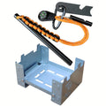 6-in-1 Foldable Emergency Survival Kit, Includes Firestarter, Compass, Scraper, Whistle, Flint, Portable Camping Stove, Ideal for Hiking, Backpacking & Wilderness Exploration, Batteries Not Included