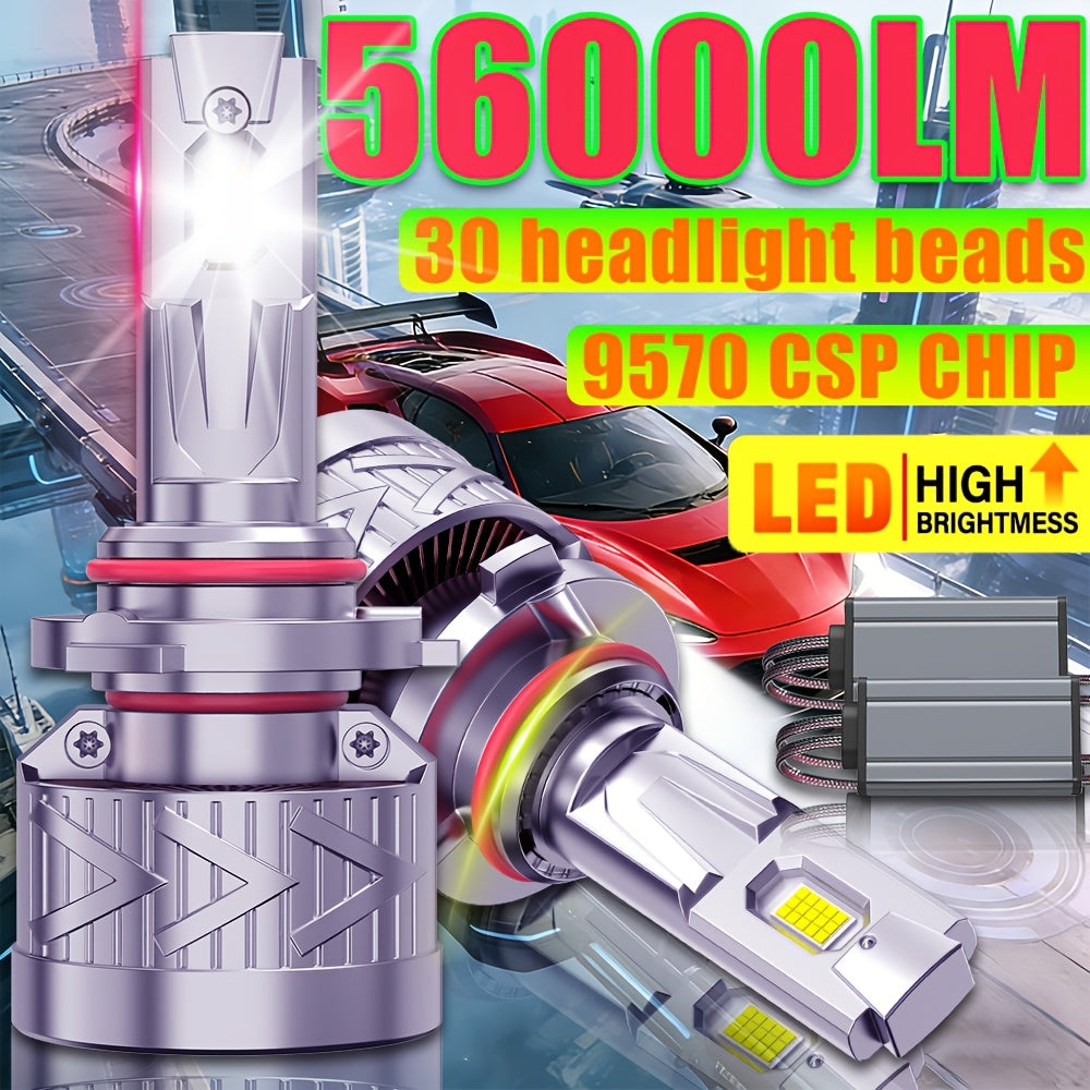 2PCS LED Headlight Kit, Compatible with H11/H7/H4/H1, 9005/9006/9012 - 56000LM, 6500K Cool White Fog Light, 300% Brightness Increase, 300W Power, Suitable for Various Environments and Car Models