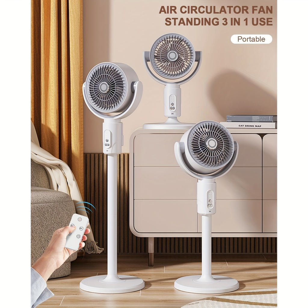 Bedroom Standing Fan With Air Circulation Function, 90° & 180° Oscillation, 5 Speed Settings, Multi-functional Design For Base And Desktop Use, Adjustable Height 15 Inch 23.6 Inch 32.3 Inch
