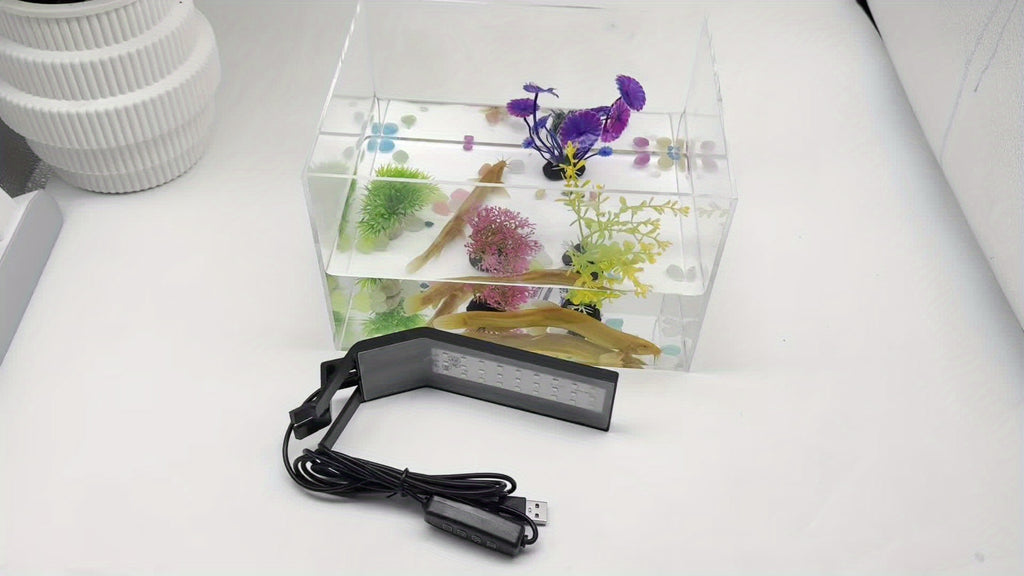 1/2 Pcs LED Aquarium Light, 3/9/12H Timer, 3 Color Temperature USB Powered, 10 Dimmable Brightness Levels, Rich Grow Light for Fish and Aquatic Plants, Battery-Free