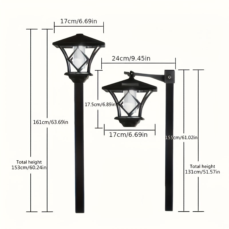 1 Piece 1.5M New Solar Square Four-Corner Light, Filament Bulb Inside, Bright and Shining, Dual-Use Solar Bulb LED Garden Light, Plastic Semi-Flush Mount Street Light, Polished Surface, Suitable for Ground Stake + Pendant Light, Perfect for Courtyard