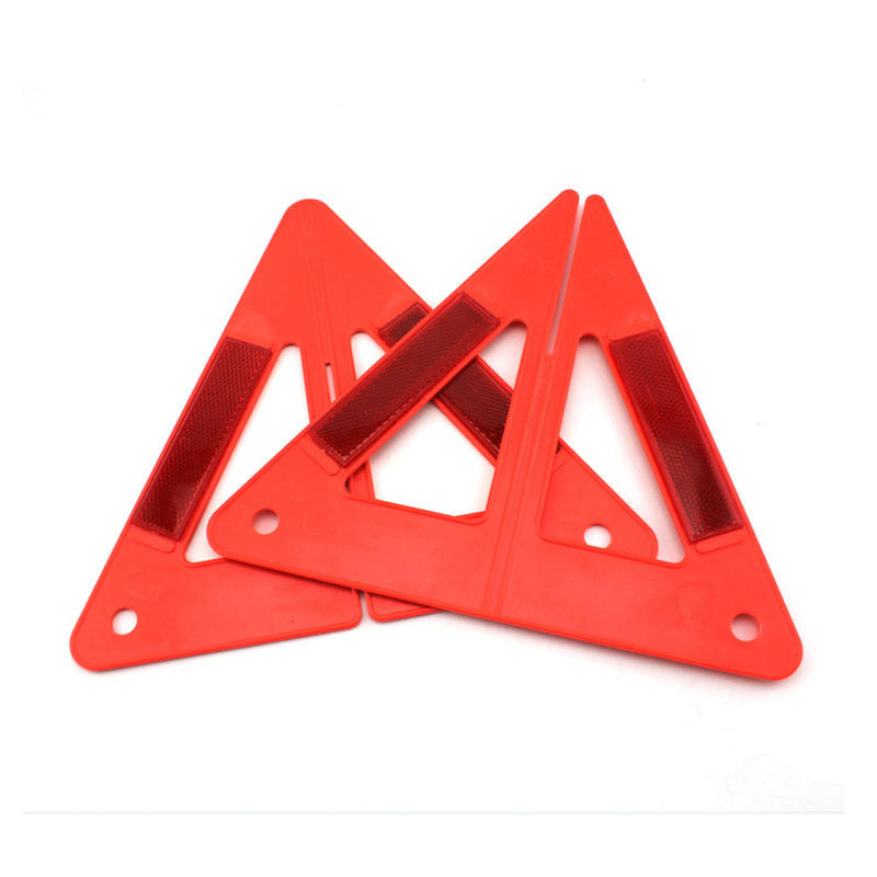2-Piece High Visibility Reflective Car Triangle Kit - Durable Plastic, Rear Exterior Accessory