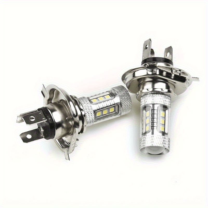 2-Pack H4 Super White LED Headlights, 6500K High-Intensity LED, 80W, 12V-24V, 80W, LED Headlights, 2-Pack, No Battery Included.