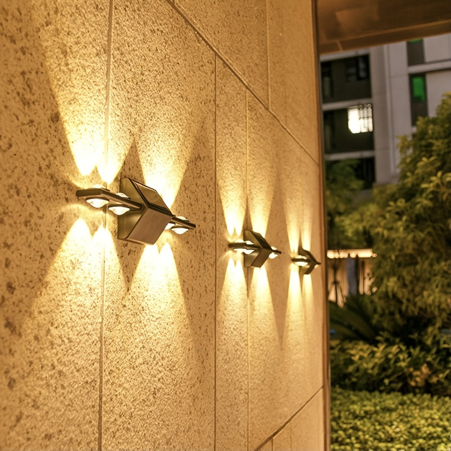 Solar Assemble Convex Mirror Wall Light Exterior Wall Light LED Outdoor Lighting Solar Garden Light Wall Light Decorative Landscape Light for Courtyard, Garden, Fence, Deck, Wall, Holiday Decoration