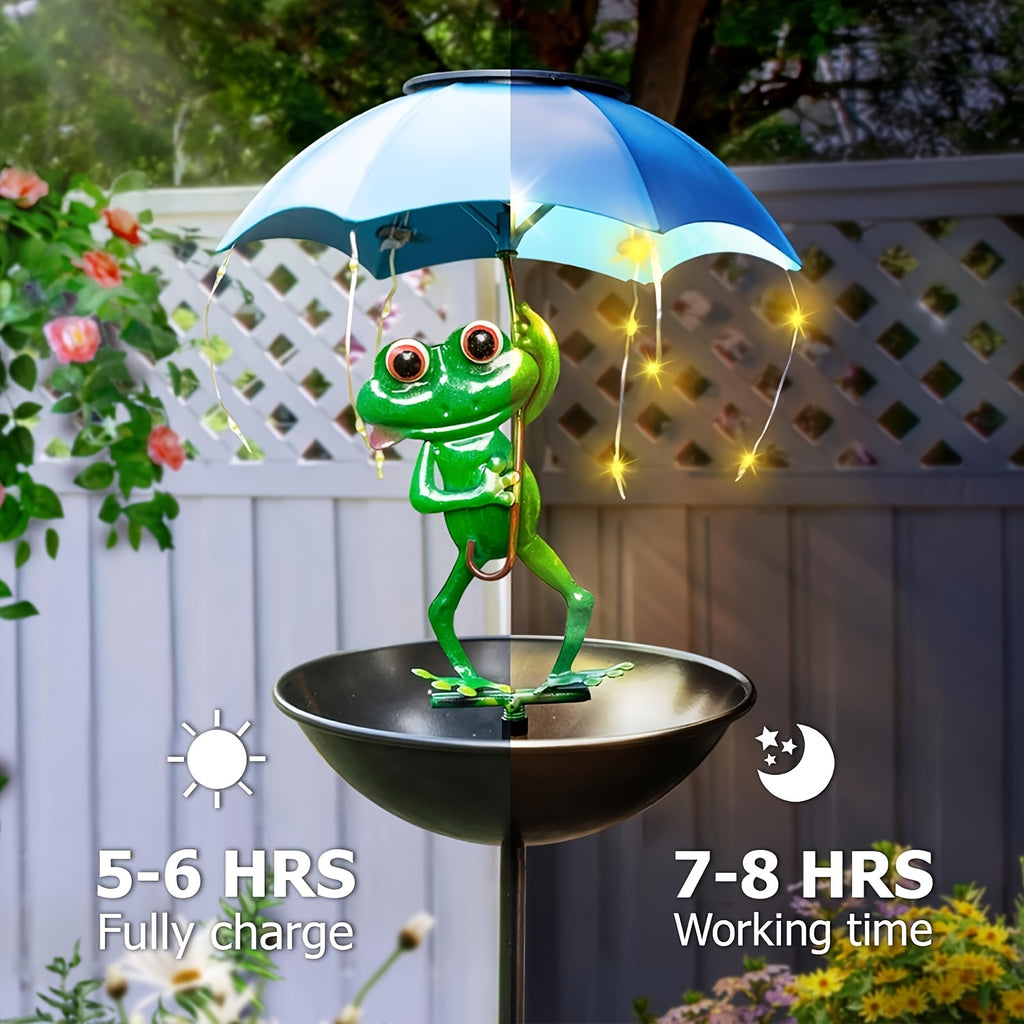 One Frog Statue Solar Street Light, Outdoor Hummingbird Feeder, Garden Decorative Lighting with String Lights, Perfect for Courtyard Paths, Lawns, Patio Street Lights, Essential Decoration for Halloween and Christmas