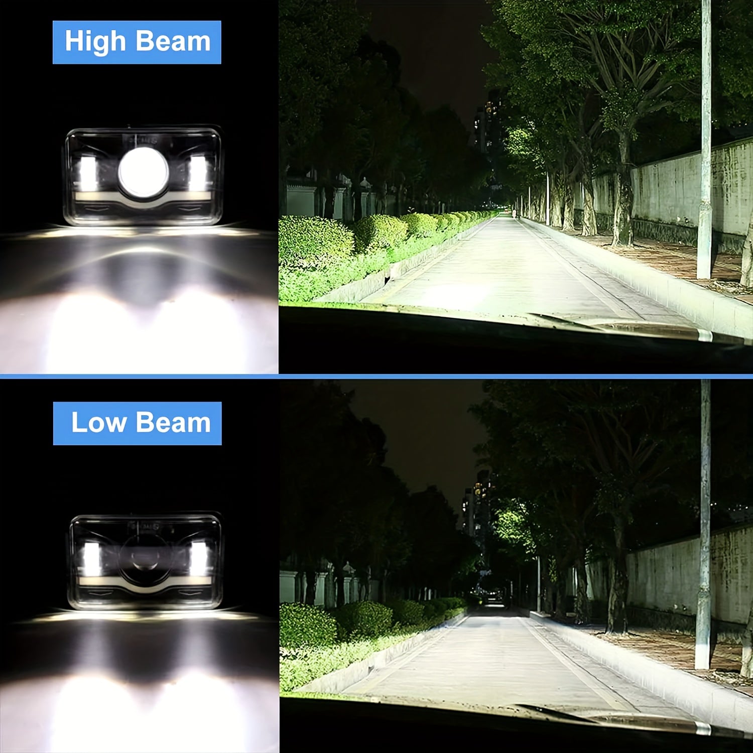 4x6 Inch LED Headlight High/Low Beam Daytime Running Light Square Turn Signal Light Fit for GMC Chevy Car Jeep Motorcycle Truck Front Light 12V 24V
