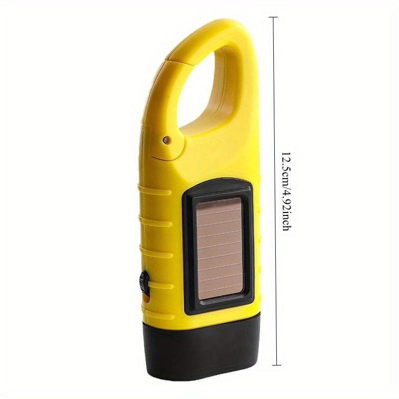 Hand-Crank & Solar Powered Emergency Flashlight, Portable LED Light with Carabiner Clip, Ideal for Camping & Hiking, IP66 Protection Rating