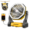 Portable Camping Fan with LED Light, USB Rechargeable, 4 Speed Adjustable, with Hook, for Picnic, BBQ, Fishing, Travel, Home, Tent