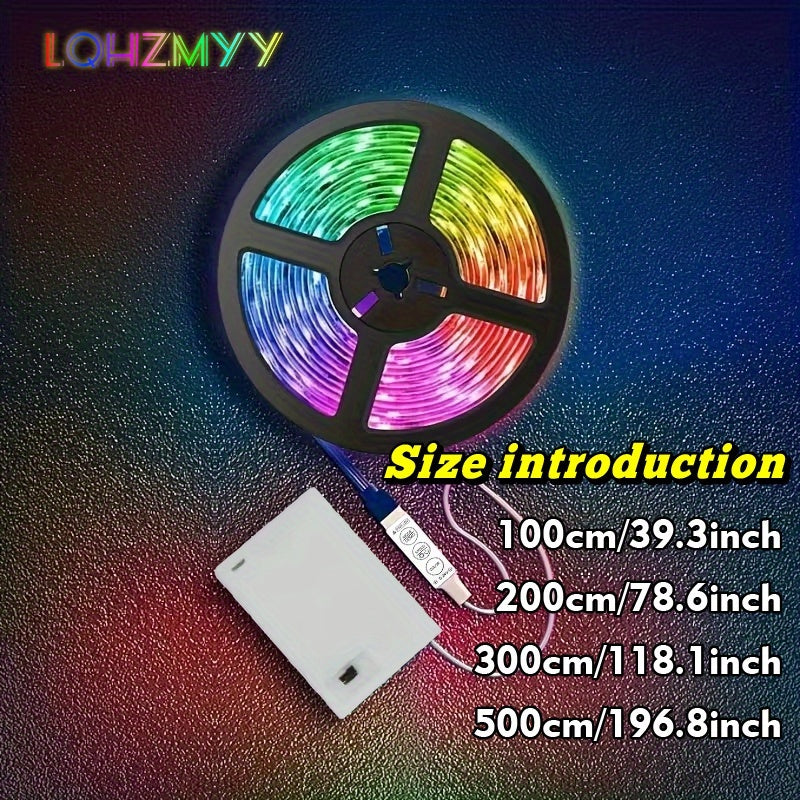 LQHYYZM 一条 LED灯带，电池盒（不带电池）供电，带3键控制器控制，适用于家庭、派对、露营、 情人节、生日、婚礼、游戏设置的理想选择 - 安装简便
