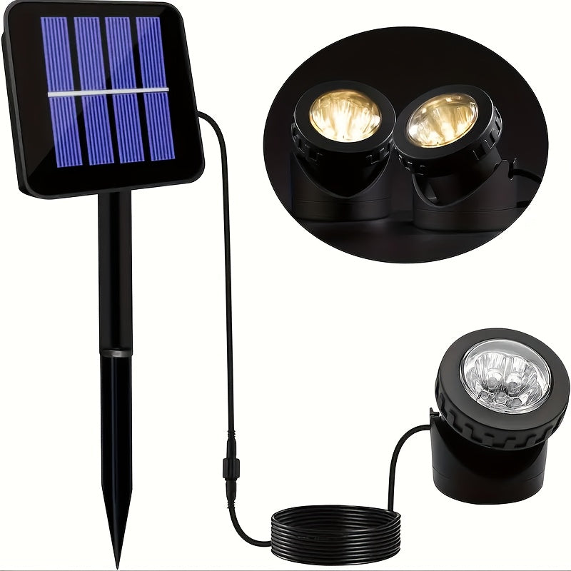 Solar pond spotlight, IP65 rated LED solar underwater light, submarine-style landscape spot light, outdoor courtyard garden fountain pond safety lighting (1-pack/2-pack/3-pack)
