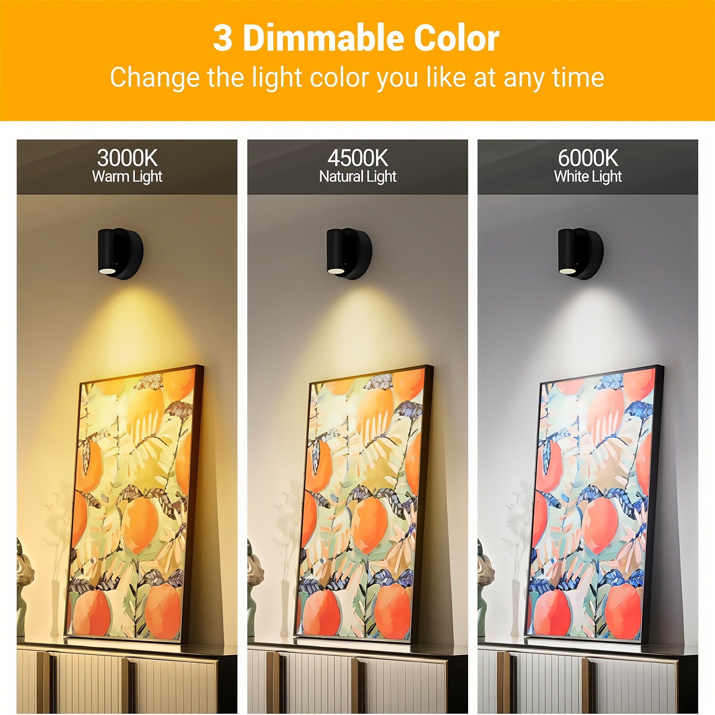 1 Smart Magnetic LED Wall Light, USB Charging, Metal Touch Button Control, LED Spotlight, Ambient Light, 3 Colors Adjustable, Brightness Adjustable, 1200mAh Rechargeable Battery, Suitable for Bedroom, Restaurant, Party, Exhibition