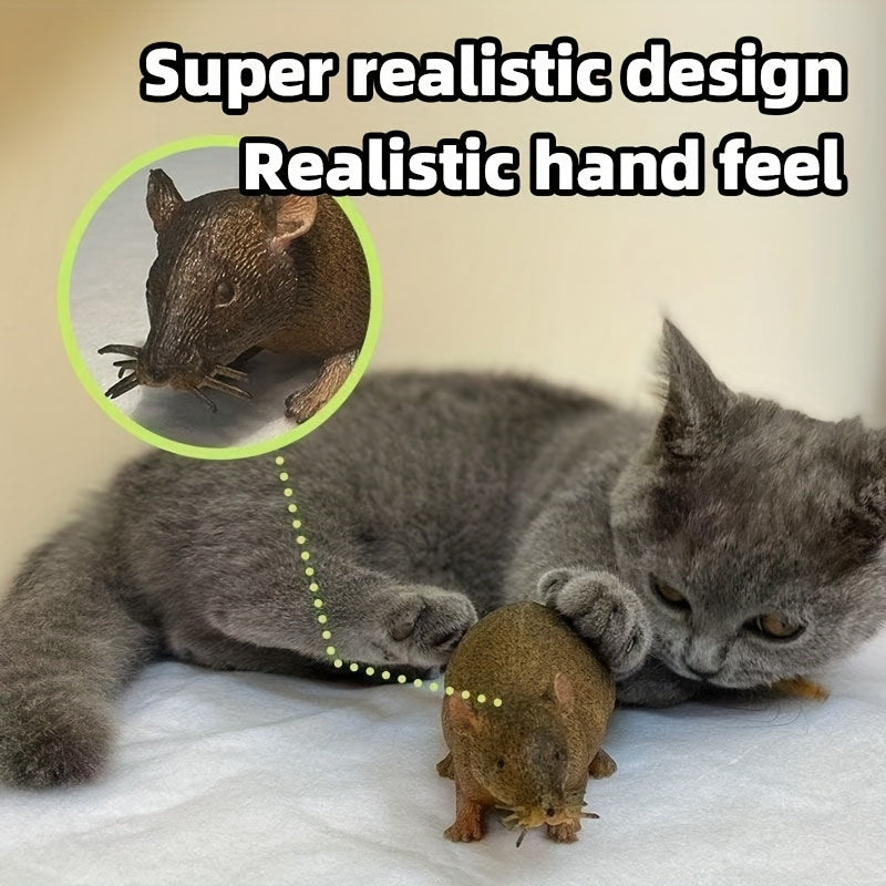 搞怪整蛊仿真立体老鼠，猫咪狗狗玩具，软的可捏可咬，猫猫自嗨玩具逗猫用品解闷神器调皮猫玩具，适合万圣节、圣诞节等12个节日送朋友礼物