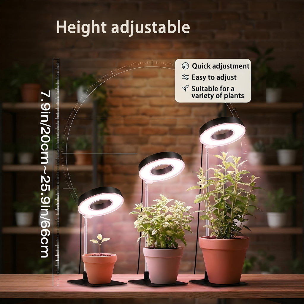 2-Pack Full Spectrum LED Plant Grow Light with Base, 720° Magnetic Suction Lamp Head & Height Adjustable Grow Light, 3/6/9H Timer & Brightness Dimmable, Gothic Room Decor, Black Version