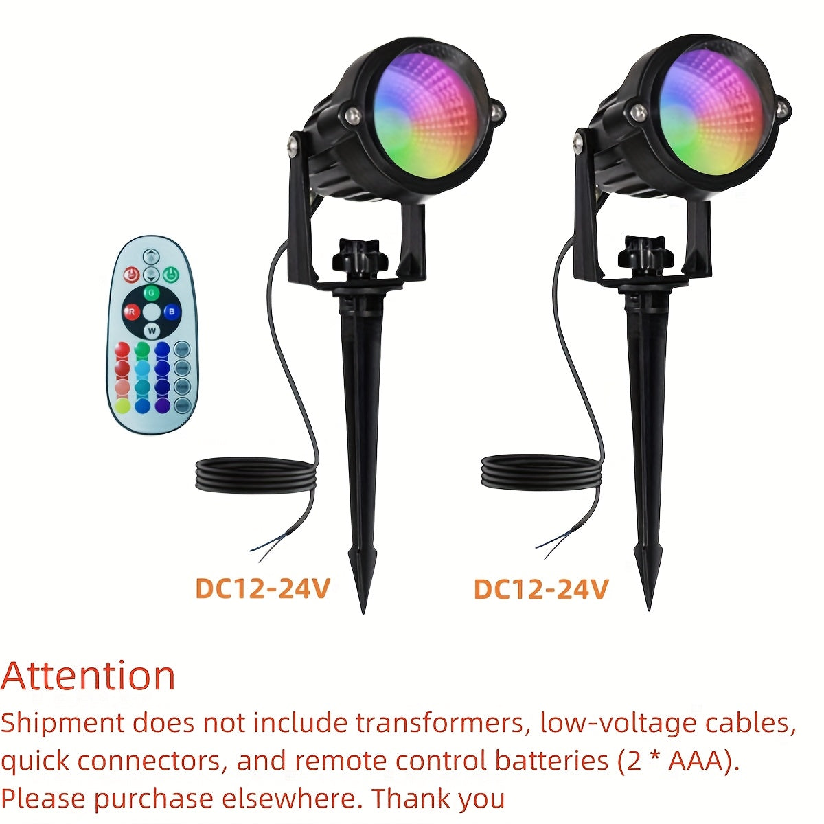 2/4/6/8/10-Piece Low Voltage Landscape Light, Warm + RGB, DC12V-24V, LED Color Changing Landscape Lighting, IP66 Outdoor Spotlight, Christmas Halloween Decorative Light, Suitable for Courtyard, Garden, Path