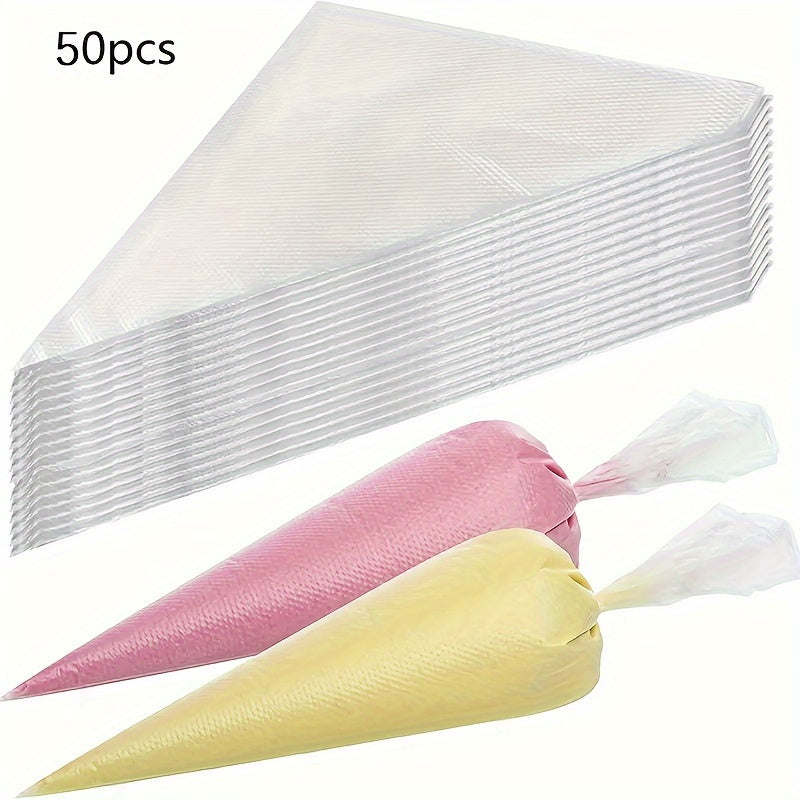 50/100/200Pcs Thickened Disposable Piping Bags, Icing Frosting Pastry Bags, Open Top Decorating Bags for Cake Dessert Decoration, Baking Kitchen Gadgets, Perfect for Cream Butter Cheese Dough Dessert Flower Making