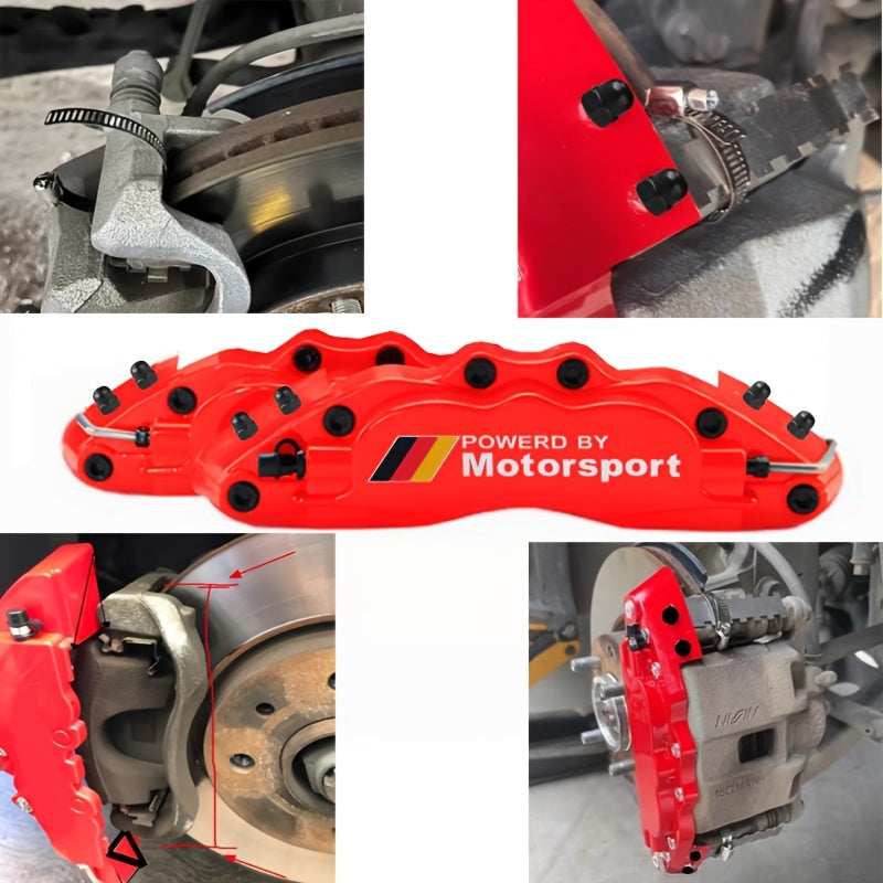 Screw-Fixed ABS Plastic Brake Caliper Cover Set, 4 Pieces, with Motorcycle Sports Logo, Car Styling Accessory
